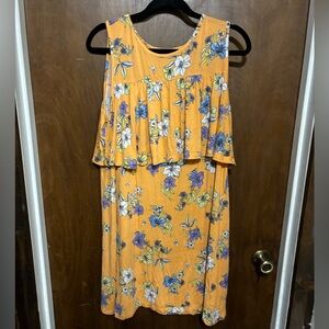 Ana Sleevless Floral Dress with a Ruffle Women’s Size Large